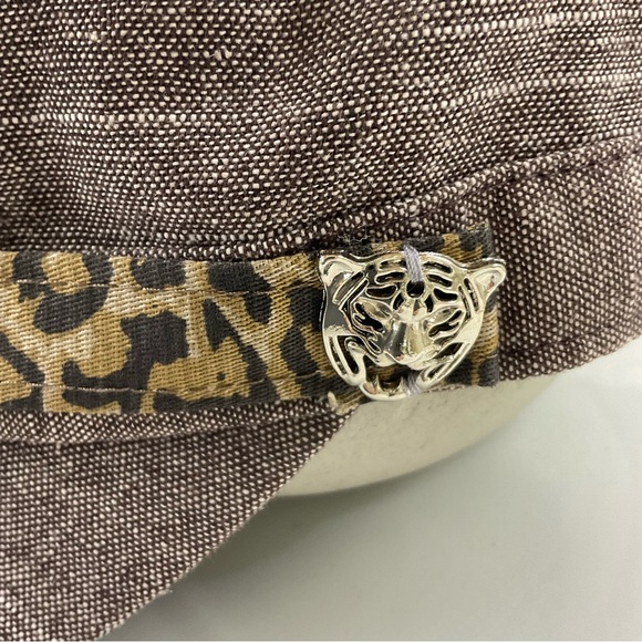 D&Y brown cadet newsboy with animal print trim, tiger charm one size - Picture 4 of 8
